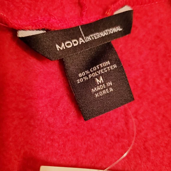 NWT Moda International Women’s MEDIUM Sweater Full Zip Attached Scarf Sn… - Picture 5 of 12